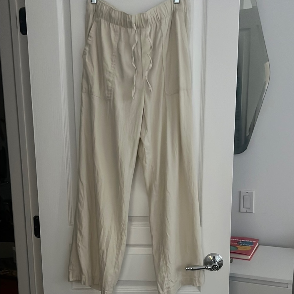 Cream Wide-Leg Pants